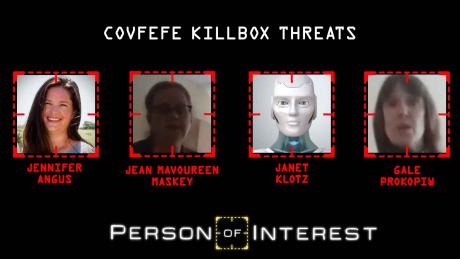 Covfefe Threats are: Jennifer Angus, Jean Mavoureen Maskey, Janet Klotz, Gale Prokopiw